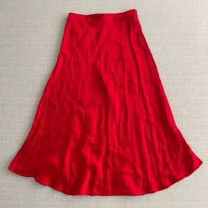h&m red satin maxi skirt size 2